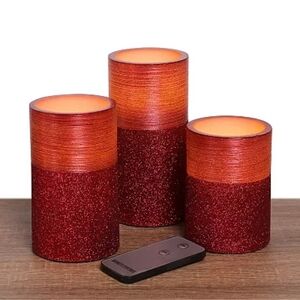 Fitz & Floyd Red 3-pc. LED Wax Pillar Set